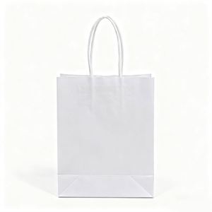 Bolsas de Papel Kraft Blancas KM con Asas para Mercancía, Bolsas de Papel Kraft para Alimentos y Comercio Minorista - Product Image 1