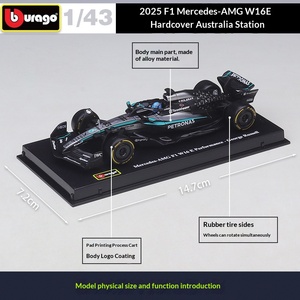 Bburago 1:43 F1 Mercedes-Benz AMG Team Saison 2025 W16E Simulation de course Modèle de voiture en alliage moulé sous pression Jouet unisexe Édition reliée - Product Image 2