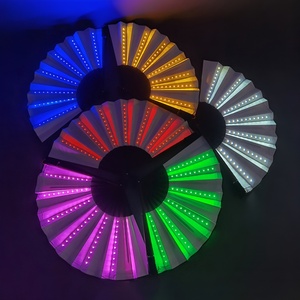 Abanicos Plegables LED Luminosos, Abanico <span class=keywords><strong>de</strong></span> Mano con Luz para Espectáculos, Accesorios para Espectáculos, Cumpleaños, Bodas, Discotecas, Decoración Fluorescente - Product Image 2