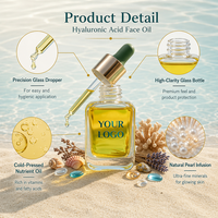 Aceite Facial de Ácido Hialurónico Prensado en Frío Natural y Orgánico HKH, Marca Privada, Fabricante OEM, Logotipo Personalizado, Fórmula Personalizada, Dulce