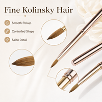 Pinceau à ongles en poils de Kolinsky 100% de qualité supérieure avec manche en métal doré 2026 pour salon de manucure
