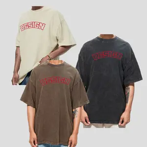 Magliette taglie forti di grandi dimensioni 260GSM cotone soft feel di buona qualità acido lavaggio stile vintage t-shirt da uomo