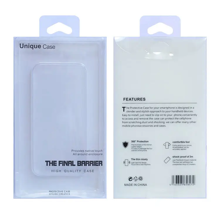 후크 스타일 플라스틱 접이식 전화 케이스 포장 상자 Apple 15 간단한 투명 폭스 바겐 공급