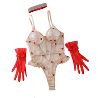 Ensemble de lingerie sexy brodé de roses, style Pure Desire, body en résille transparent pour femme, sculptant le corps avec armatures en acier