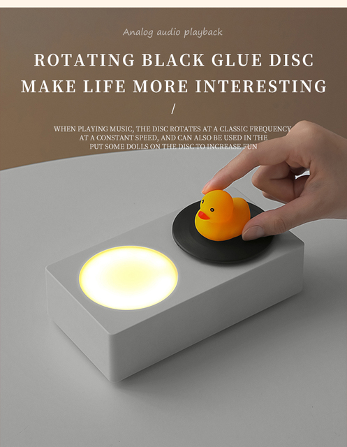 Retro Rotating Vinyl BT Speaker Wireless Portable Analog Audio Night Light Subwoofer Stereo Bass Sound Box Creative Gift