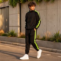 Ensemble de survêtement rétro personnalisé 2 pièces : veste zippée et pantalon de jogging, 60 % coton 40 % polyester, bande latérale contrastante, style sportswear vintage