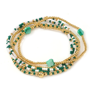 Braccialetti Go2boho per la Festa di San Patrizio, Set di Bracciali Impilabili con Perline Verdi e Dorate per Outfit da Festa Irlandese - Product Image 4