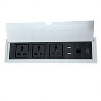 Prise de courant encastrée en alliage d'aluminium de haute qualité à 4 sorties avec USB + Type-C à charge rapide pour meubles, bureaux et salles de conférence