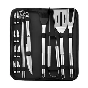 Groothandel Outdoor Multifunctionele Roestvrijstalen Draagbare Grill Bbq Accessoires Gereedschapsset Set Met Tas