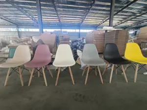 Room Furniture Plastic Tulip Solid Wood Legs Chair Pp Tulip Chair With Plastic Back Rest