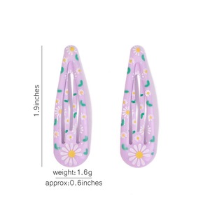 Набор из 10 милых французских заколок для волос с блестками для девочек, с ярким принтом, в виде цветов и ромашек, школьные аксессуары для волос - Product Image 3