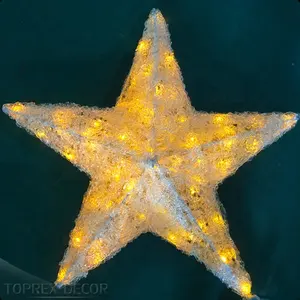 Dekorasi pohon Natal tren laris 30cm ornamen bintang kristal ukuran kustom teknik cetak logam akrilik buatan