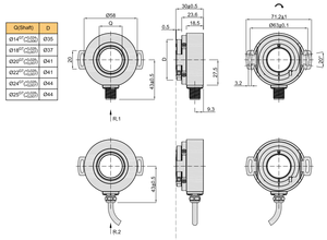 Encodeur à <span class=keywords><strong>code</strong></span> Gray absolu à axe creux à rotation unique Hengxiang KJ58, circuit NPN PNP, axe traversant de 14 à 25 mm - Product Image 4