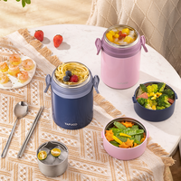 Tafuco - Lonchera de Acero Inoxidable Dos en Uno, Termo y Recipiente para Alimentos, Ideal para el Trabajo o la Escuela