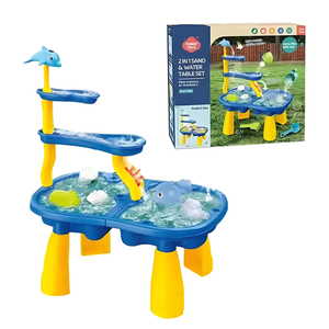 Nuevos juguetes de verano al aire libre 2 en 1 mesa de agua para niños niñas agua y arena actividad sensorial juego 2 niveles duchas de lluvia mesa de agua - Product Image 1