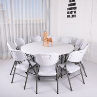 Banquet d'événements à louer de 5 pieds 60 pouces 10 personnes Table pliante ronde en plastique HDPE pour les mariages