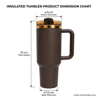 Gobelet isotherme OEM de 40 oz en acier inoxydable à double paroi avec anse et bord doré, idéal pour les fêtes de fin d'année
