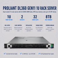 Serveur Rack DL360 Gen11 Gen10 Plus Gen9 Gen12 1U SATA Hot Swap GPU pour Bases de Données Web, Réseautage et Calcul en Bordure