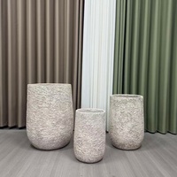 3pcs Set Pot Tanaman dari Fiber Clay Tekstur Batu Rustic, Pot Dekoratif untuk Tanaman dan Bunga, Cocok untuk Dekorasi Rumah, Taman Dalam & Luar Ruangan