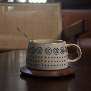 Taza de café y leche de cerámica rústica con esmalte cambiante al horno estilo vintage - Product Image 6