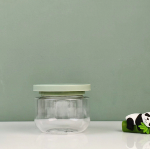Pot en plastique transparent rond à large ouverture de 250 ml, tendance, avec couvercle vert, pour crème pour le visage / crème de soin de la peau, emballage cosmétique, pot en PET - Product Image 3