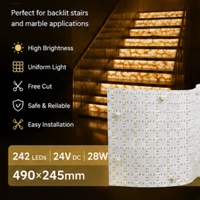 Marbre Escaliers LED Feuille Lumière Blanc Chaud 490*245mm DC24V 28W 242LED Flexible Panneau Rétro-Éclairage Dimmable Quartz Pierre illuminations