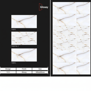 Azulejos de cerámica modernos para pared de baño y cocina, 300x600 mm, acabado brillante/mate, textura de azúcar tallado, diseño de pared interior de lujo. - Product Image 1