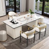 Ensemble de petite table à thé moderne de luxe Bouilloire en pierre intégrée pour bureau ou balcon Table à thé en ardoise simple et légère