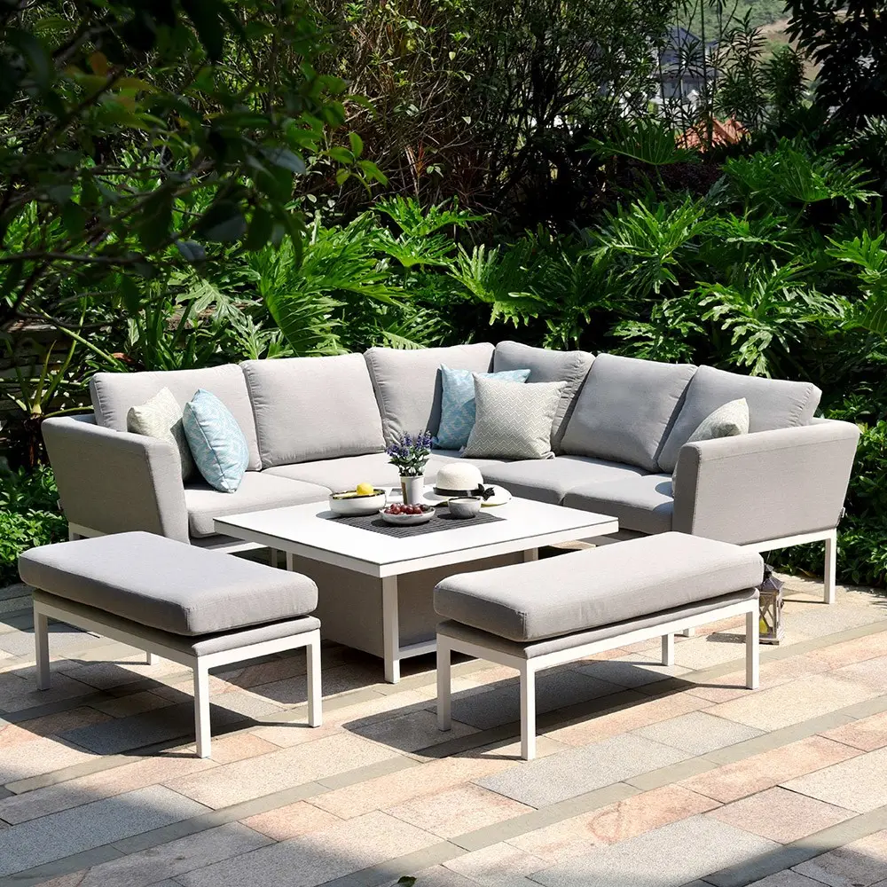 Waterproof Metal Luxury Modern Outdoor Aluminium Furniture Patio Lounge Sets Metal Fabric Garden Sofa Set