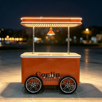 Chariot à glace italien, présentoir à crème glacée, chariot à gelato avec évier à vendre