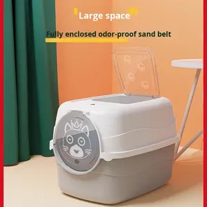 Extra große, vollständig geschlossene Katzen toilette Desodor ie rende und spritzwasser geschützte Plastik toilette mit Sand Kitten Cat Supplies - Product Image 2