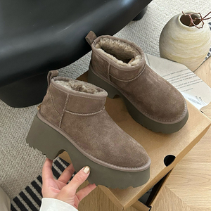 Winter New <strong>Women's</strong> Waterproof Soft Snow <strong>Boots</strong> Mermaid-Style <strong>Wedge</strong> Heels Thick-Soled Height Increasing Extra-Thick Woolen Warm - Product Image 2
