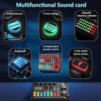 Carte son USB sans fil F998 avec suppression du bruit, voix réglable, effets sonores multiples, moule privé, réponse en fréquence 20Hz-20kHz