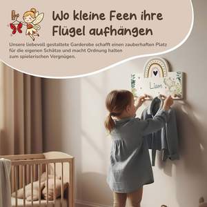 <span class=keywords><strong>Porte</strong></span>-<span class=keywords><strong>manteau</strong></span> mural personnalisé pour enfants Kidsmood <span class=keywords><strong>avec</strong></span> 4 crochets <span class=keywords><strong>en</strong></span> <span class=keywords><strong>bois</strong></span>, motif éléphant arc-<span class=keywords><strong>en</strong></span>-ciel pour chambre de bébé/tout-petit [40x27,5 cm] - Product Image 2