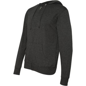 T-shirt en jersey à capuche à fermeture éclair pour homme Charcoal Heather Taille XS-XL 3D brodé solide anti-rides Independent Trading Co - Product Image 1