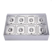 Ensemble de 5 bacs rectangulaires en acier inoxydable 1/6 pour assaisonnements alimentaires, avec couvercle, électrique, portable, neuf, pour buffets et restaurants