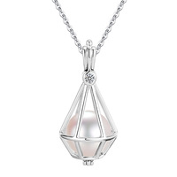 Collar de Plata 925 con Colgante de Perla Redonda Dorada, Caja de Regalo de Terciopelo, Ideal para Aniversario, Cumpleaños, con Alto Brillo y Cadena de Seguridad para Mamá
