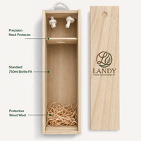 Custom Logo Premium Single Bottle Wood Box Whiskey Natural Pine Timber Slide Top Storage Case for Professional Gifting Box