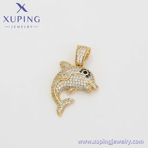 X000810371 XUPING Pendentifs Dauphin en Acier Inoxydable Plaqué Or 14K avec Zircon Cubique, Bijoux Océan Scintillants pour Femme, Pendentifs Quotidiens - Product Image 3