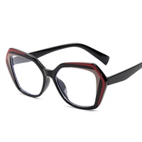Lunettes Photochromiques Anti-Lumière Bleue Style Punk Polygone pour Adultes, Monture Complète, Motif Géométrique, Grandes Montures Agrandissant le Visage