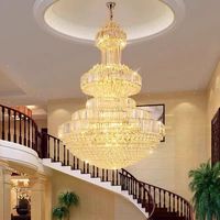 Lustre de luxe en cristal pour hall d'hôtel, avec perles de cristal scintillantes et pampilles, luminaire suspendu décoratif pour hall d'hôtel