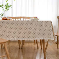 Nappe en plastique brodée avec dentelle tissée 100x160CM – Housse de table élégante pour cuisine, maison, mariage