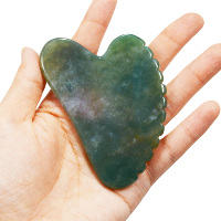 Gua Sha personnalisé outil vert mousse Agate Gua Sha avec Unique peigne bord mâchoire Shaper herbe Agate Guasha pour Acupuncture SPA