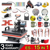 Imprimante à impression thermique par Sublimation 15 en 1, pour t-shirts, tasses, ballons