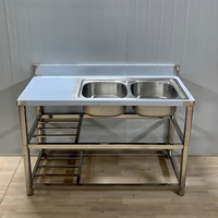 Évier de cuisine multifonctionnel tout-en-un en acier inoxydable avec support à couteaux et égouttoir, simple ou double bac