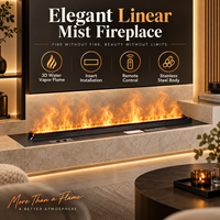 Cheminée à vapeur d'eau 3D atomisée, cheminée linéaire à LED moderne avec télécommande, insert d'intérieur en acier inoxydable, flamme réaliste