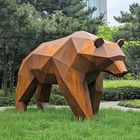Recommander Décoration Grande Sculpture De Jardin En Plein Air Abstrait Géométrique Ours Corten Sculpture En Acier