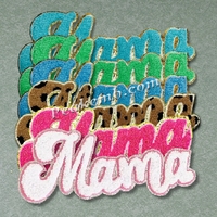 Mama Handgemaakte Ijzeren Chenille Geborduurde Patch Met Gouden Bekleding Ontwerpen Canvas Decoratie Met Kralen Voor Kleding