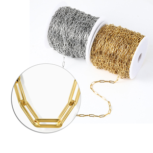 Catena a maglie ovali a forma di graffetta |   Catena in <span class=keywords><strong>Acciaio</strong></span> Inossidabile 316L Placcata Oro 18K PVD per Creazione di Bracciali e Collane Fai-da-Te - Product Image 1