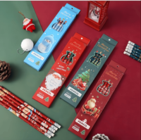 Crayons en bois HB de Noël avec gomme, boîte de papeterie pour enfants, cadeau de Noël, certifiés FSC EN71, écologiques, corps rond, en vrac